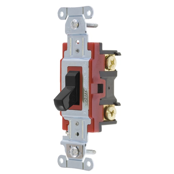 Hubbell Wiring Device-Kellems Switches and Lighting Controls, Hubbell- PRO Series, Toggle Switches, General Purpose AC, Three Way, 20A 120/277V AC, Back and Side Wired, Black 1223BK - main